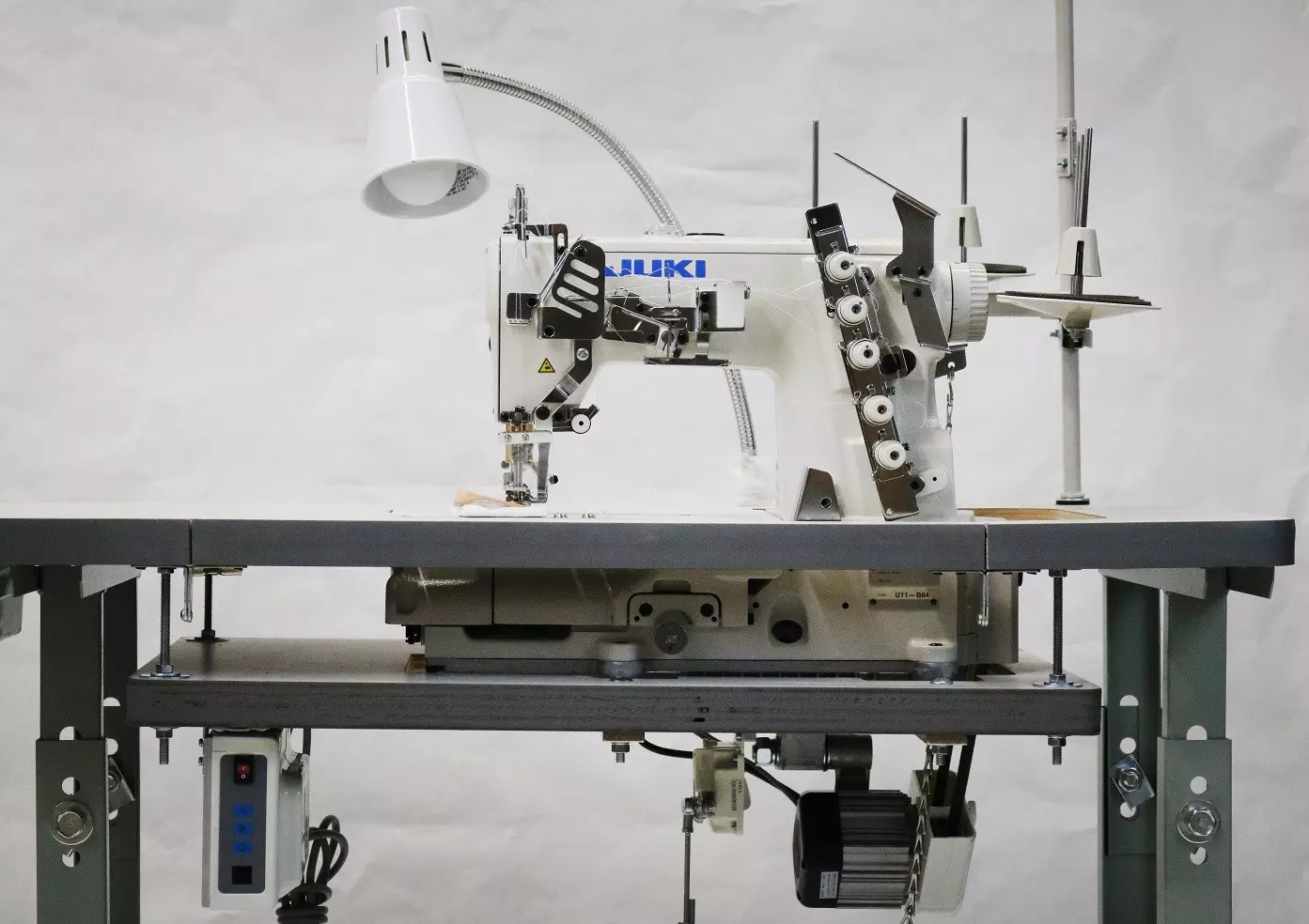 JUKI MF-7523 3 Needle Coverstitch Industrial Sewing Machine With Table And Servo Motor | GoldStar Tool 3 JUKI MF-7523 3 Needle Coverstitch Industrial Sewing Machine With Table And Servo Motor | GoldStar Tool