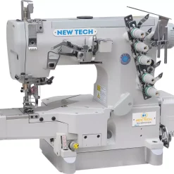 New-Tech GC-664-01DA 3-Needle 5-Thread Cylinder Bed Coverstitch Industrial Sewing Machine With Table And Built-in Direct Drive Servo Motor | GoldStar Tool