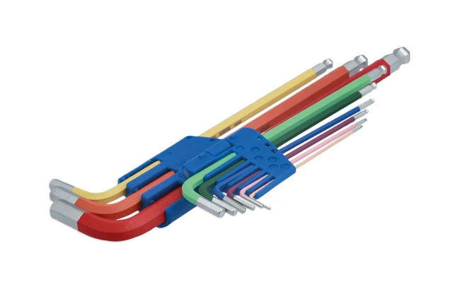 Laser Colour Coded Hex Key Set – Ball End 9pc 3 Laser Colour Coded Hex Key Set – Ball End 9pc