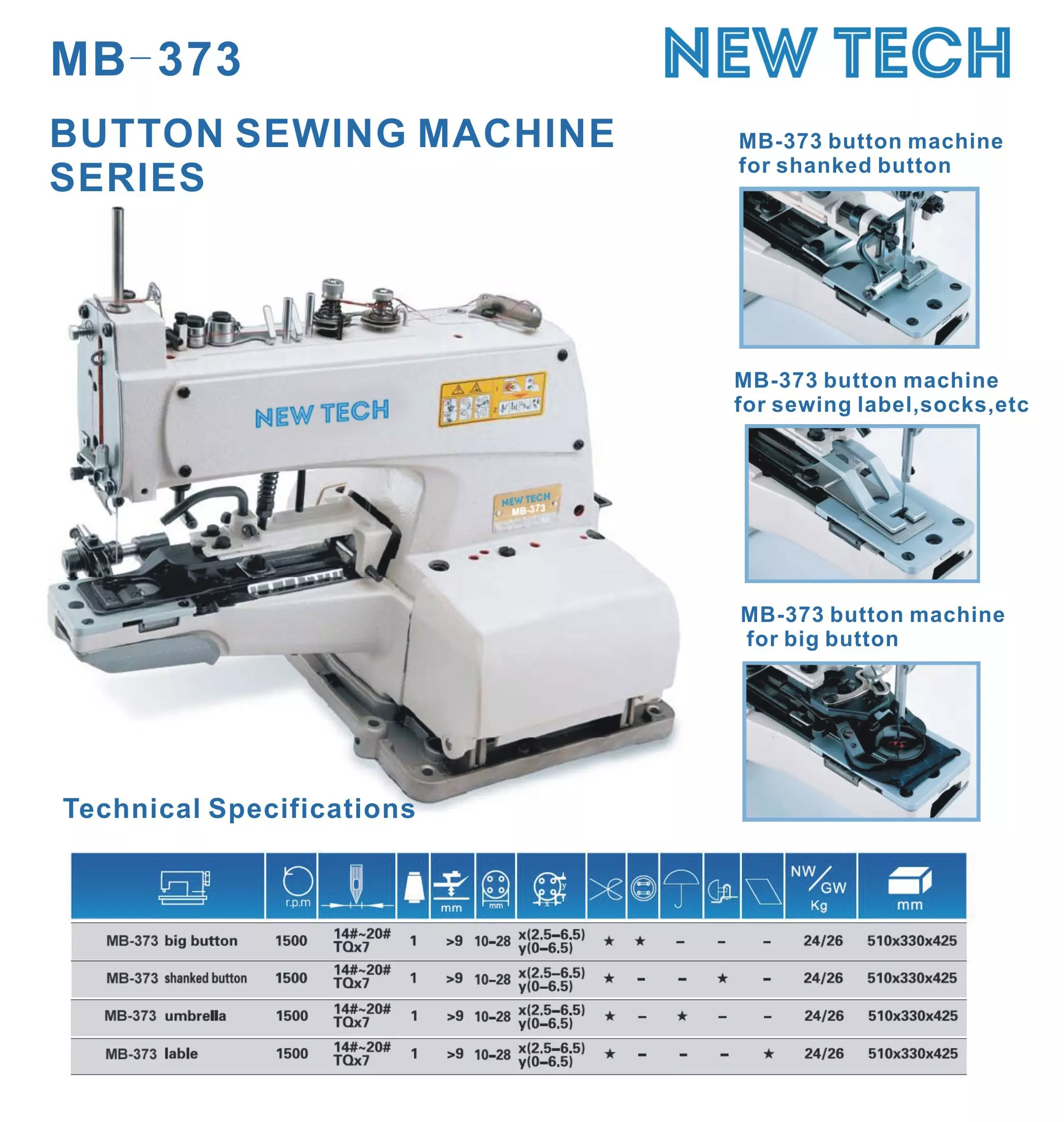 New-Tech MB-373 Chainstitch Button Attaching Sewing Machine | GoldStar Tool 3 New-Tech MB-373 Chainstitch Button Attaching Sewing Machine | GoldStar Tool