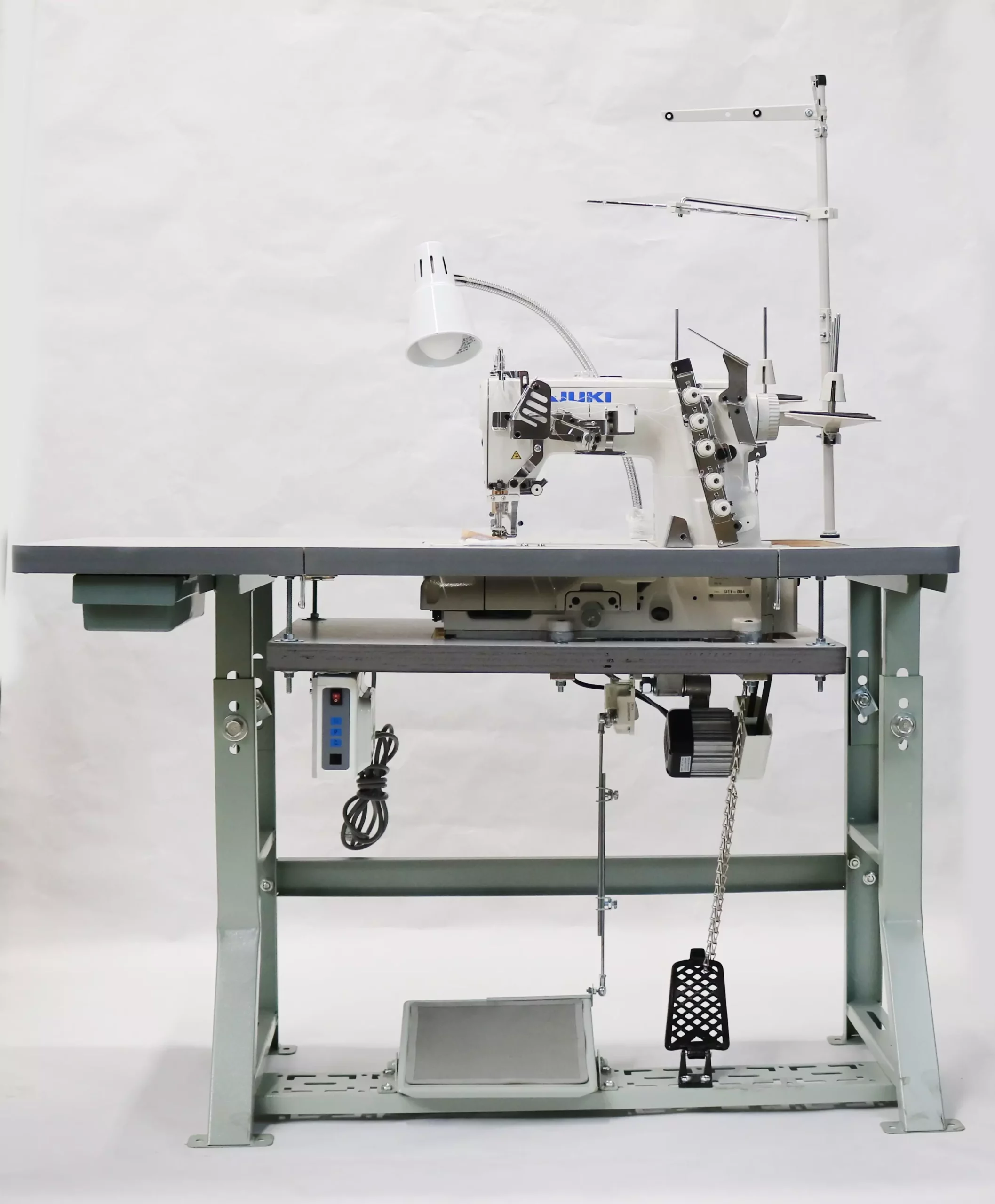 JUKI MF-7523 3 Needle Coverstitch Industrial Sewing Machine With Table And Servo Motor | GoldStar Tool 8 JUKI MF-7523 3 Needle Coverstitch Industrial Sewing Machine With Table And Servo Motor | GoldStar Tool - Image 6