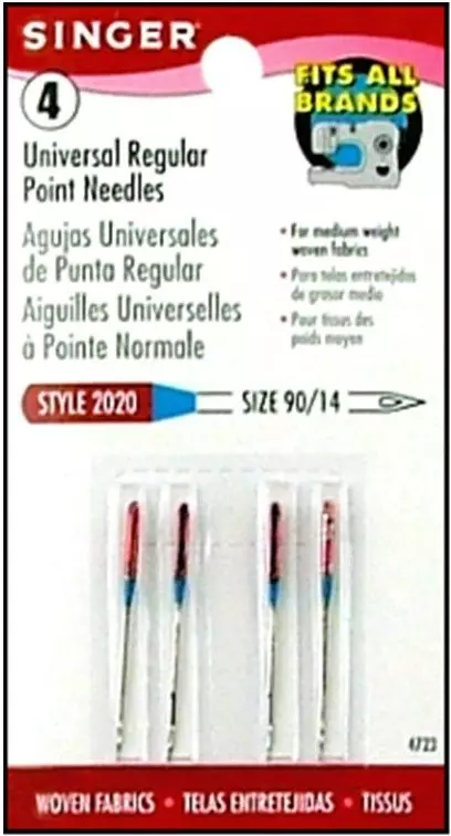 Singer Machine Needle Regular Point Size 14 4pc | GoldStar Tool 3 Singer Machine Needle Regular Point Size 14 4pc | GoldStar Tool