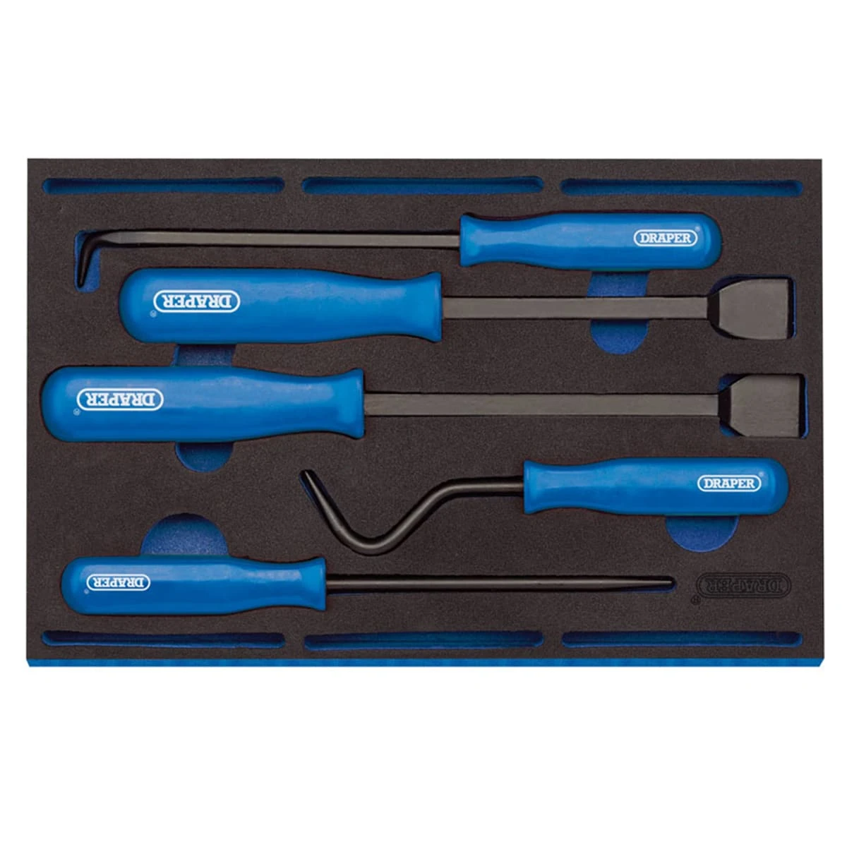 Draper Scraper And Remover Set In 1/4 Drawer EVA Insert Tray (5pc) 3 Draper Scraper And Remover Set In 1/4 Drawer EVA Insert Tray (5pc)
