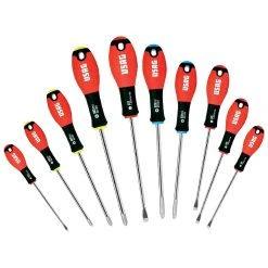 USAG Set Of 10 Screwdrivers For Slot-Head, PHILLIPS® And POZIDRIV® Screws