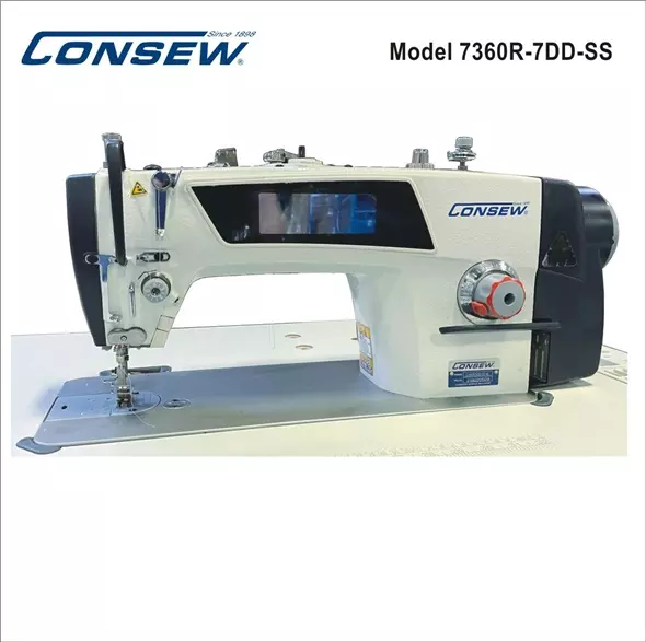 Consew 7360R-7DD-SS High Speed Single Needle Drop Feed With Stainless Steel Bed Lockstitch Industrial Sewing Machine With Table And Servo Motor | GoldStar Tool 3 Consew 7360R-7DD-SS High Speed Single Needle Drop Feed With Stainless Steel Bed Lockstitch Industrial Sewing Machine With Table And Servo Motor | GoldStar Tool - Image 2