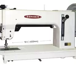 Consew 2040 Extra Heavy Duty Long Arm Single Needle Compound Feed Alternating Presser Feet Lockstitch Industrial Sewing Machine With Table And Servo Motor | GoldStar Tool